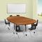 Flash Furniture Oval 47.5 W, 76 L, 25 H, Chrome, Laminate, Particleboard, Plastic, Steel, Wood Grain XU-GRP-12CH-A3048CON-48-OAK-T-P-CAS-GG - alternate 1